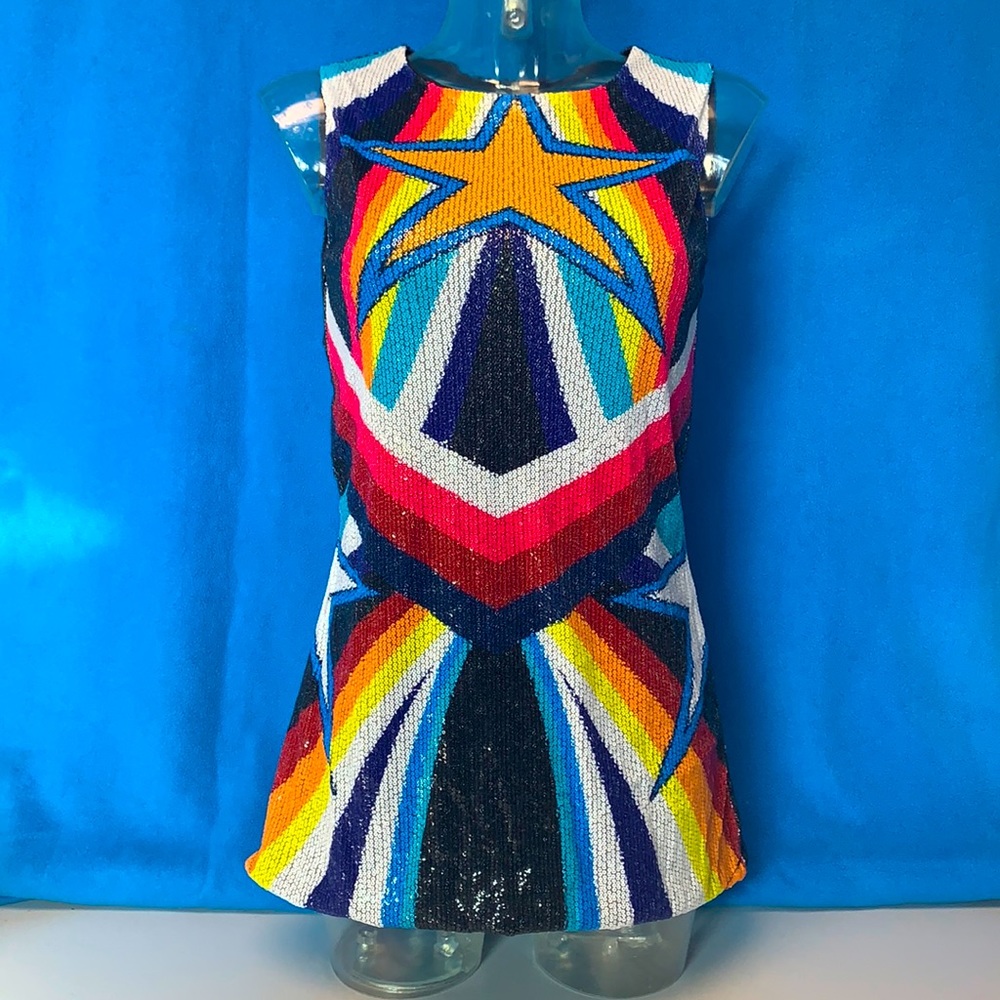 Kpop Sequin Costume Cosplay Geometric Mod Dress S